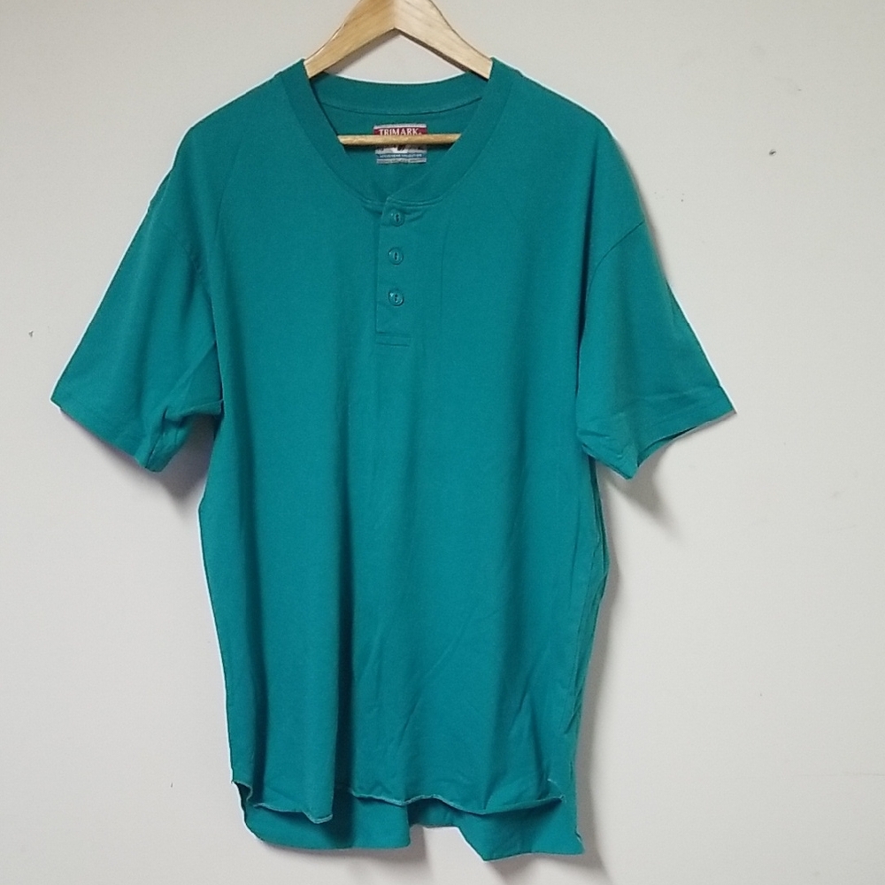 Teal Short Sleeve Henley Shirt